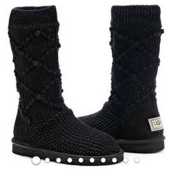 UGG Classic Argyle Knit Black Boots New Women’s Sz 7