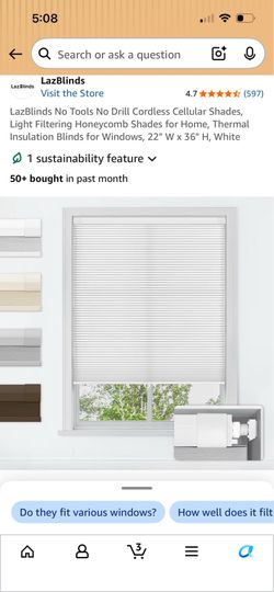 Cordless cellular shades 45*W×72H White - Light fitering