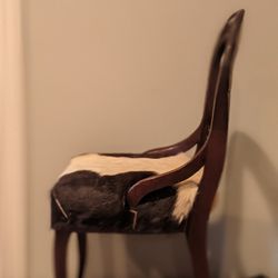 Sitting Pretty: Vintage, Victorian, Walnut Chair With Cowhide Seat