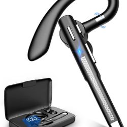 Bluetooth Headset for Cell Phone Bluetooth Earpiece V5.1 with Battery Display Charging Case, Hands-Free Earphones with Built-in Mic for Driving, Busin