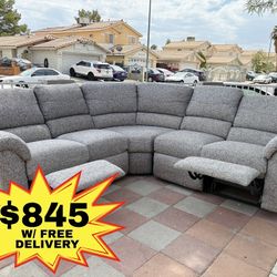 LIKE NEW - LaZBoy Light Grey Double (Manual Recliner) Sectional Couch• FREE DELIVERY TO YOU 🚚