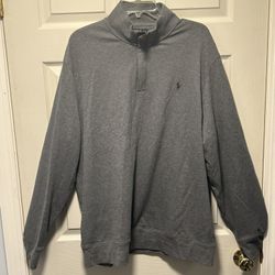 POLO Ralph Lauren 1/4 Zip Pullover Mens XL Double-Knit Sweat Jersey Gray