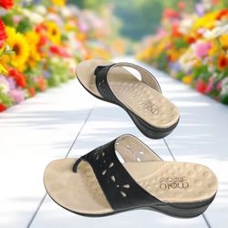 Malu Super Comfort Black Sandals w Floral Cutouts Made In Brazil Women Size 10
