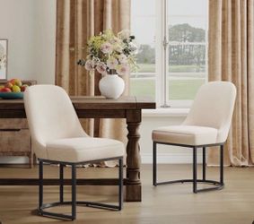 Latitude park Modern Upholstered Metal Frame Side Dining Chair (Set of 2)