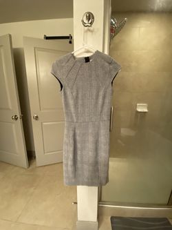H&M Gray Business Sleevless Plaid Houndstooth Knee Length Sheath Dress Size 4