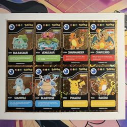 Pokemon Uncut Sheet Gold Heart Holo Pokedex Black Kanto Starters