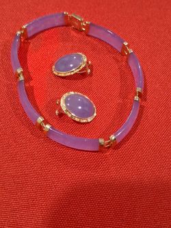 14k lavender bracelet with earrings