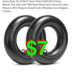 (2-Pack) 13 x 5.00-6" Inner Tube Snow Blower Tire tubs with TR87 Bent Metal Valve Stem for Lawn Mowers, ATVs Wagons Hand Trucks Wheelbarrows Wagons, 2
