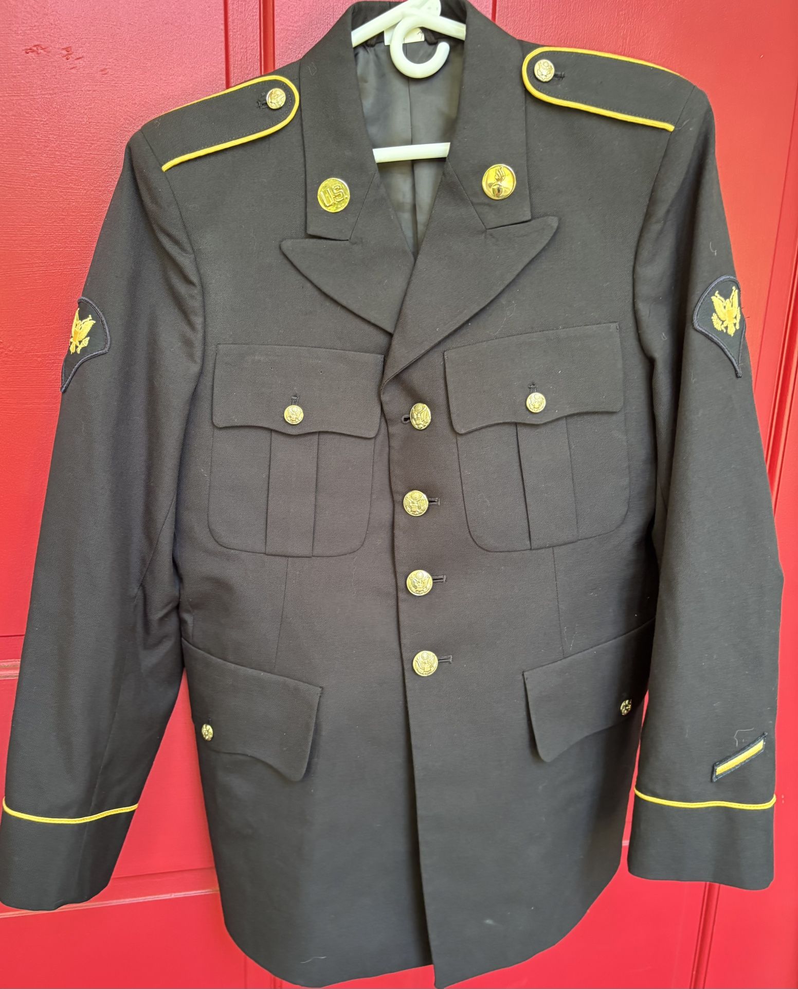 US Army Service Uniform ASU Dress Blue 450 Coat Jacket Military Enlisted, size 38 RC