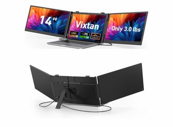 14" Triple Laptop Screen Extender, 3.0 lbs Lightweight FHD IPS Portable Monitor for Laptop, USB-C Plug & Play Multi Screen Attachment for 13-17.3" lap