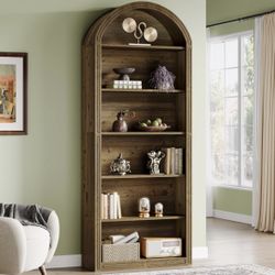 Tribesigns 6-Tier Arched Bookshelf, 77.16" Tall Arched Book case Open Display Shelving Unit with Storage Shel ves for Living Room