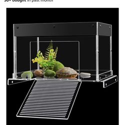 $30-Upgraded Turtle Basking Platform & Dock - Acrylic Turtle Ramp, Non-Slip Surface & Easy-Climb, Fits 10-13 Inch Wide Aquariums