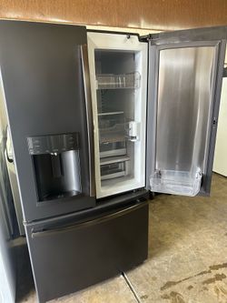 Door In Door: 27.7 Cu.Ft. Black Slate Fingerprint Resistant, 36 Inch, GE French Door delivery available Retail price $3000