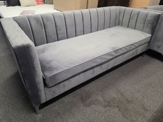 BRAND NEW GRAY VELVET SOFA