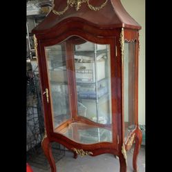 Oversized Stunning French Curio case with glass on all four sides with light