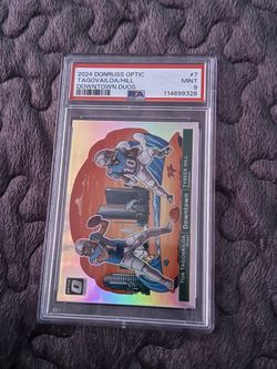 Tua Tagovailoa 2024 Panini Donruss Optic Downtown Duos PSA 9