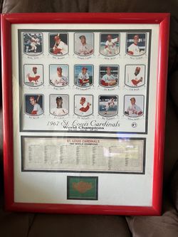 Dream team sports collectible’s 1967 St. Louis Cardinals world, champion framed poster