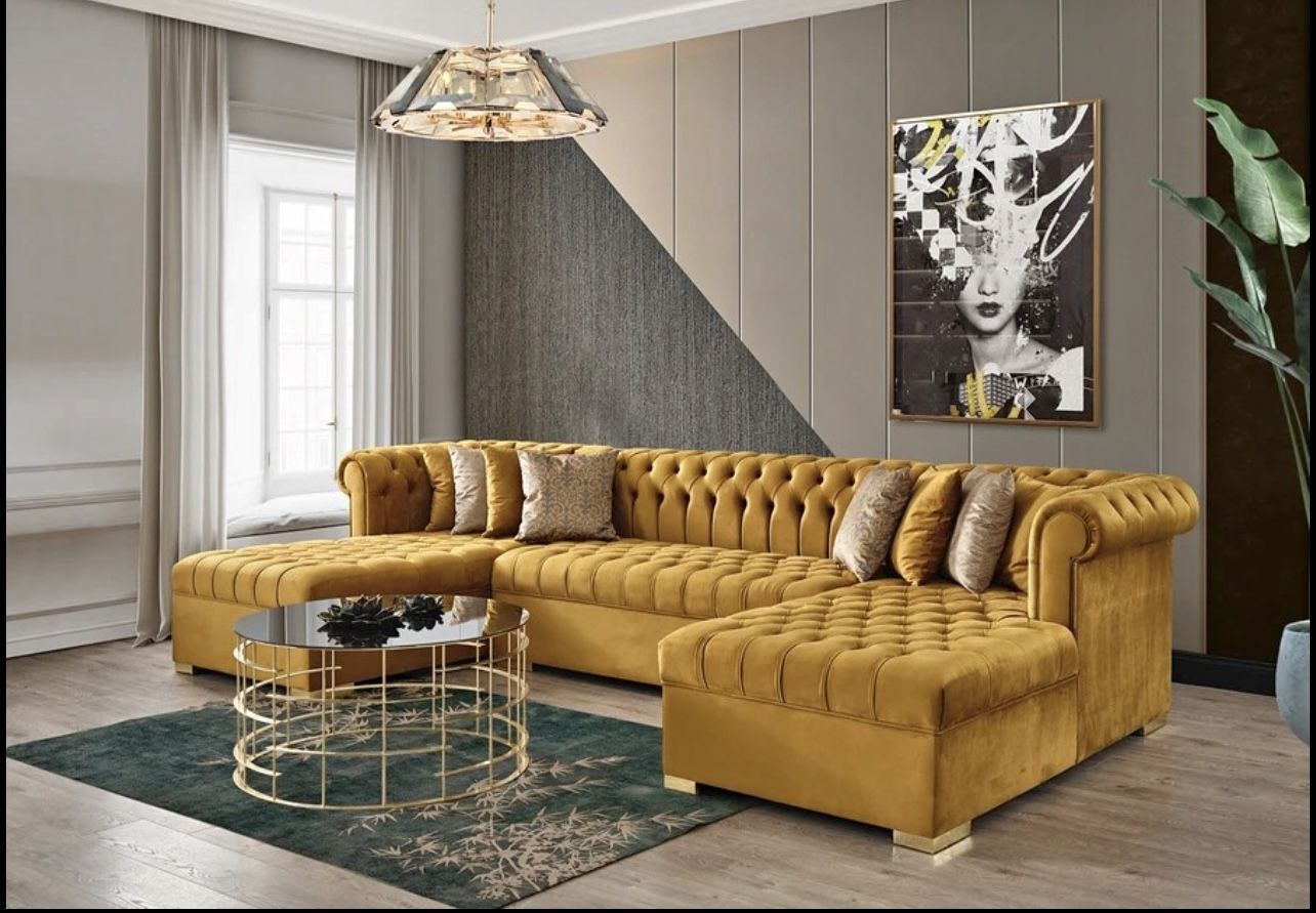 Mustard Yellow Sectional Double Chair New Box 📦