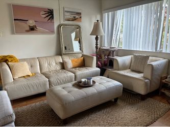 3 piece beige leather sofa set