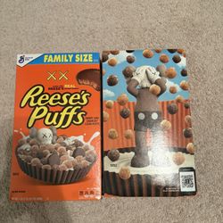 Reeses Puffs KAWS X Cereal Family Size Limited Edition 19.7 oz.