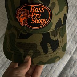 Dark Green Camo With Orange Bass Pro Hat
