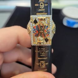 14k 14.6g Men's Card Suit Ring King Of Spades Size 10