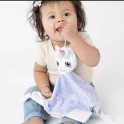 BogginHead Unicorn Pacifier Holder Stuffed Animal Blanket with Teether