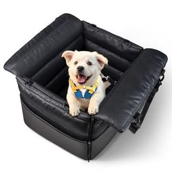 Dog Car Seats for Small Dogs: Safe & Soft Travel Booster with Safety Leash Waterproof PU Leather Pet Car Seat for Front/Back Seat, 2-in-1 Convertible 