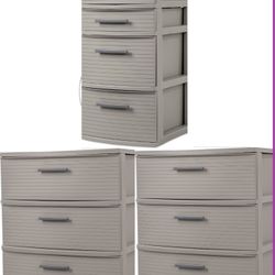 Set of 3 Plastic Dressers Brightroom Brand New 2 Wide And 1 Nightstand Style Storage 3 and 4 Drawers