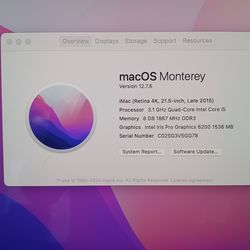 iMac 2015 21.5" 4K  Retina Display