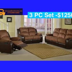 💥FREE DELIVERY💥Brand New   3PC Reclining Sofa Loveseat Chair Set 