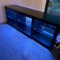 Black Media Console with Multi-colored lights