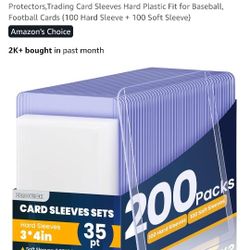 100 Hard Sleeve + 100 Soft Sleeve Packs Sleeves Card Top Loads , 3" x 4" Baseball Protectors, Trading Sleeves Baseball, Football Card $10 Each Pack