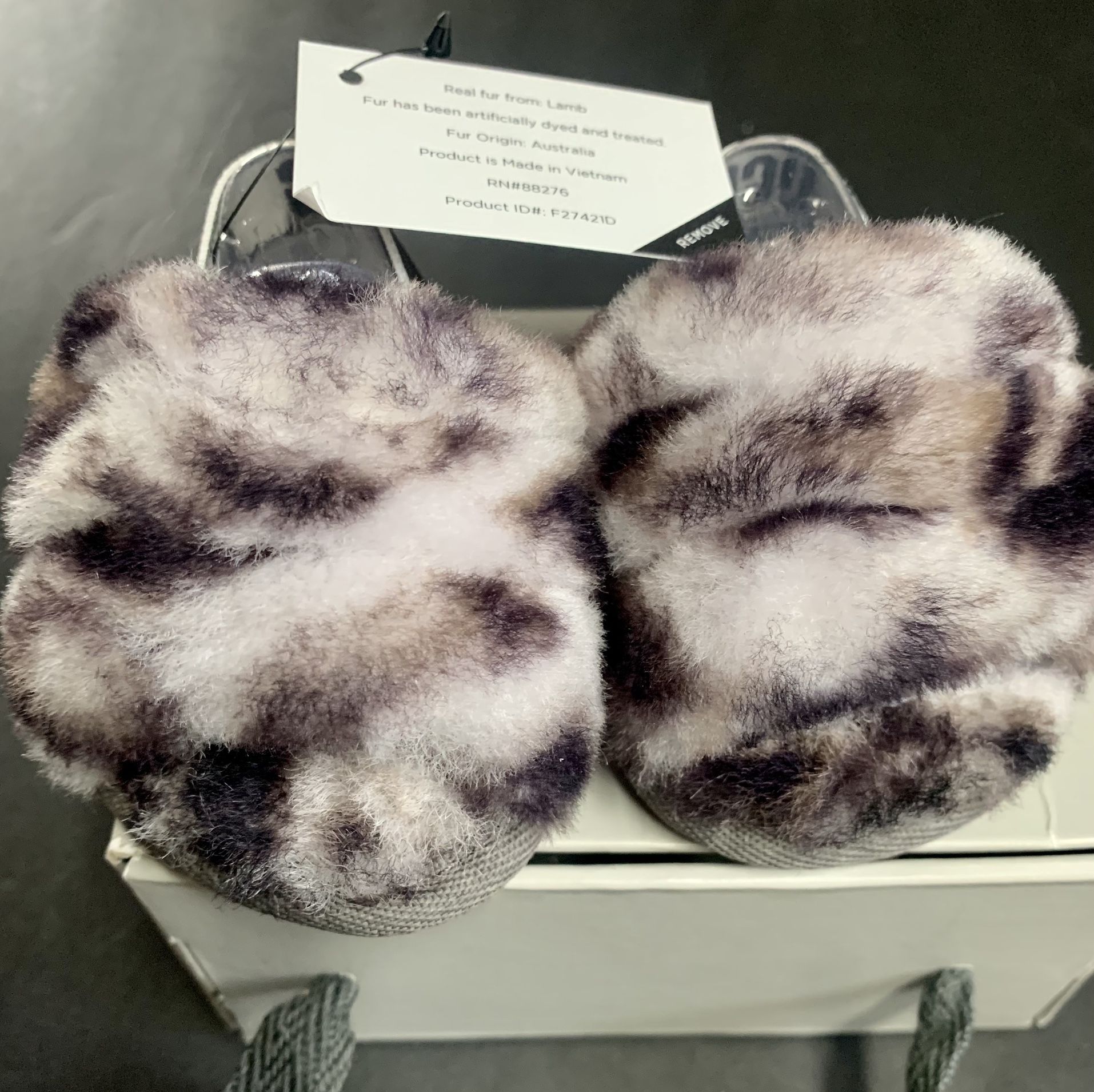 Fluff Ugg Sliders Panther Print Toddler 0-1 Yr Old