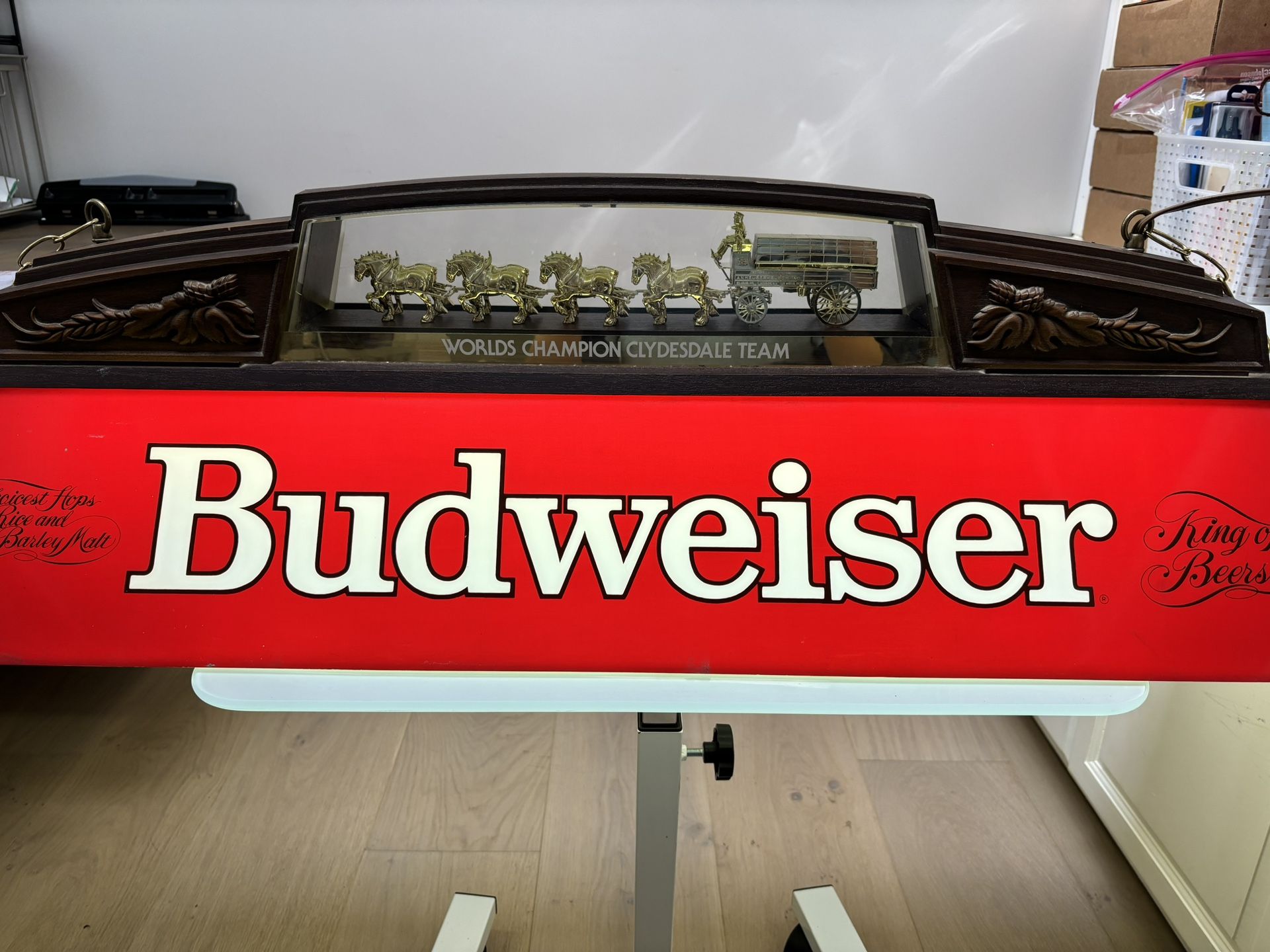 40" VTG BUDWEISER Pool Table Light GOLD WORLD'S CHAMPION CLYDESDALE Team