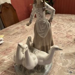 Zaphir Statue Of Girl With Ducks, Stunning Piece Quality Ceramic And Porcelain Material, Made In Spain