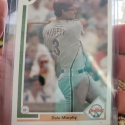 Dale Murphy Rare Error 1991 Upper Deck Hockey Sticks Hologram Back Baseball Card 