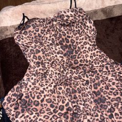 Leopard Print Ruffle Mini Dress