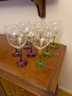 Set Purple and Green Stemware Wine Glasses ALL FOR