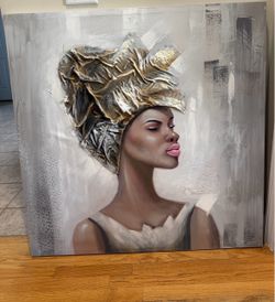 3D Mixed Media Textured Canvas – African Queen Portrait Wall Art