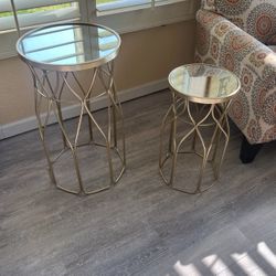 Brass Gold With Mirror Tables 