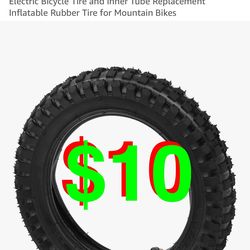 Tire and Inner Tube, 12 1/2x2.75 Mountain Bike Tires Electric Bicycle Tire and Inner Tube Replacement Inflatable Rubber Tire for Moun