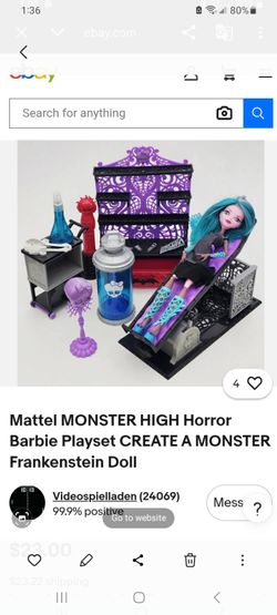 MONSTER HIGH horror playset create a monster Frankenstein doll comes with all accessories and doll.