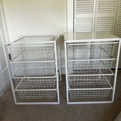 2 stackable IKEA JONAXEL white metal drawers
