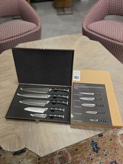 High Quality 5 Piece German Knife Set With Japanese Damascus Style Pattern