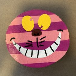 Hand Painted Cheshire Cat Wood Slice