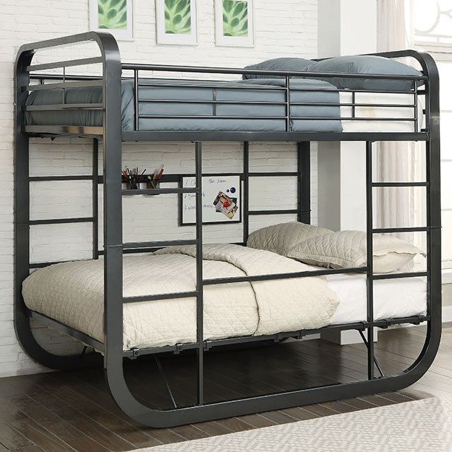 Modern Metal Bunk Bed (full Size) With Built In Table