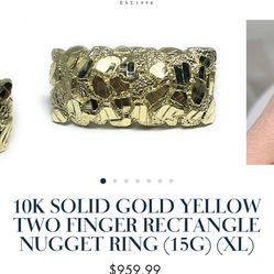 2 finger gold nugget ring 10k