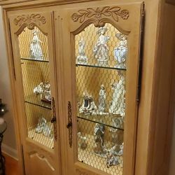Designer French Armoire with Glass Window Doors.