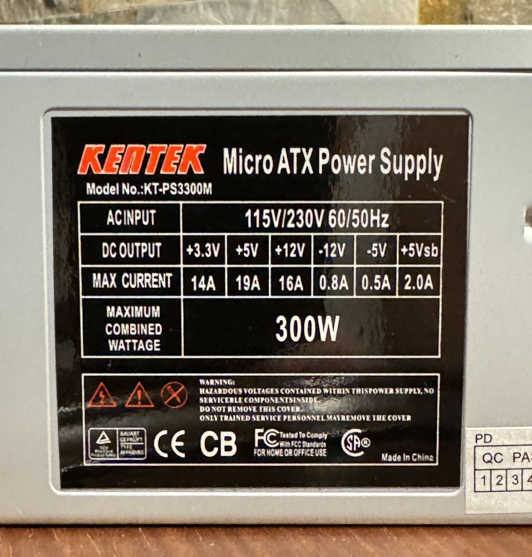 Kentek Micro ATX Power supply KT-PS3300M 115V PC 300W. Works with any type of motherboard. Works great! #kentek #microatx #300w #powersupply #115v #P